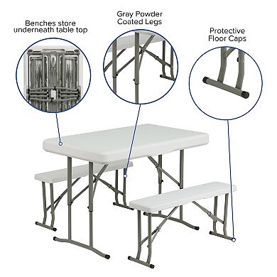 Flash Furniture Portable Folding Bench & Table 3-piece Set