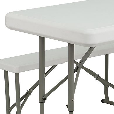 Flash Furniture Portable Folding Bench & Table 3-piece Set