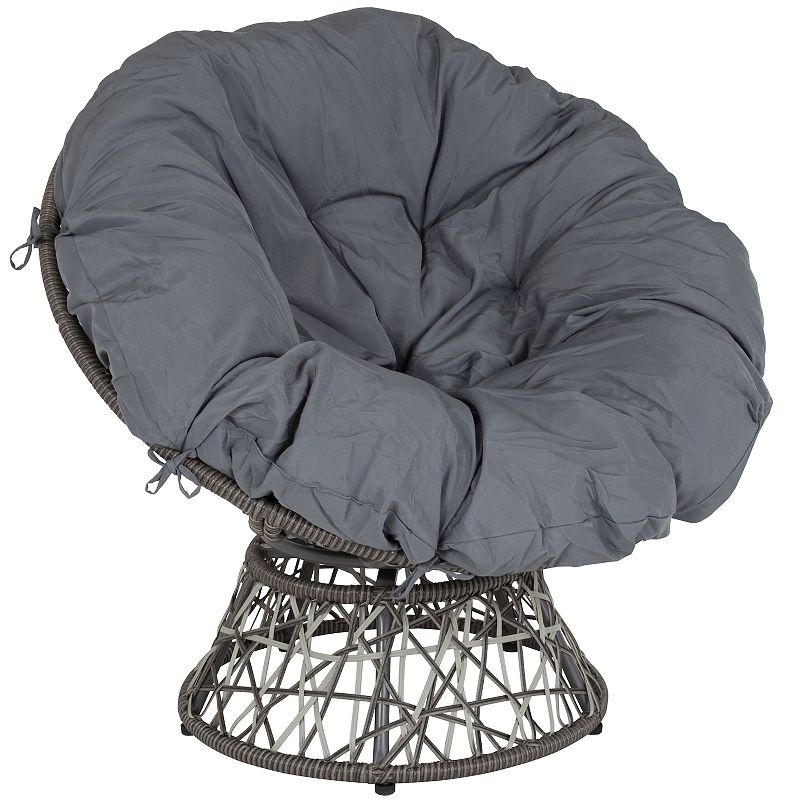 Flash Furniture Bowie Comfort Swivel Patio Papasan Chair, Grey