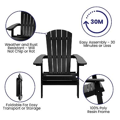 Flash Furniture Charlestown Folding All-Weather Adirondack Chair & End Table 3-piece Set