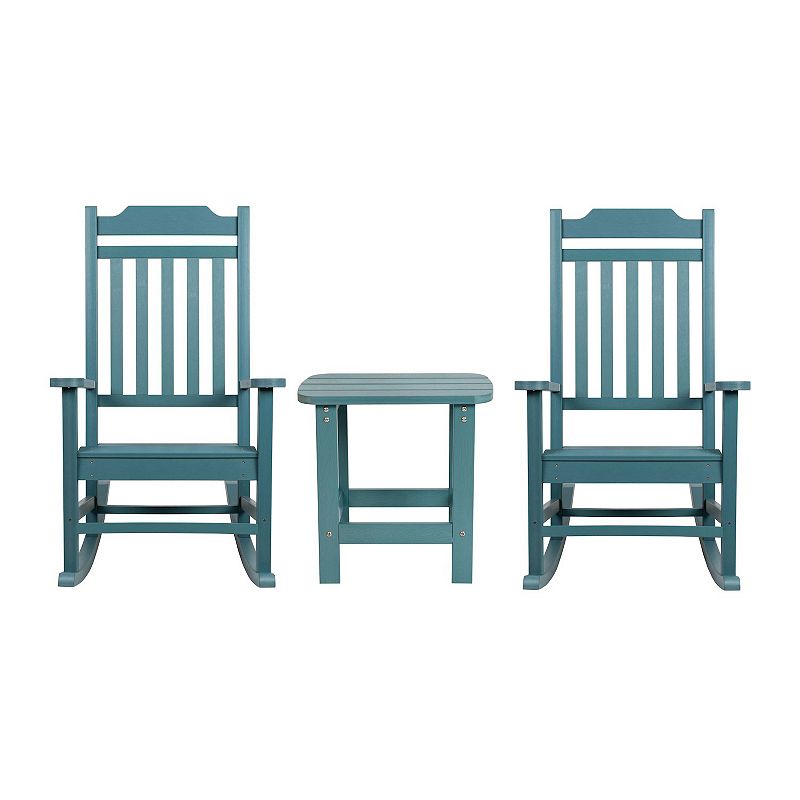 Flash Furniture Winston All-Weather Rocking Chair & End Table 3-piece Set, 