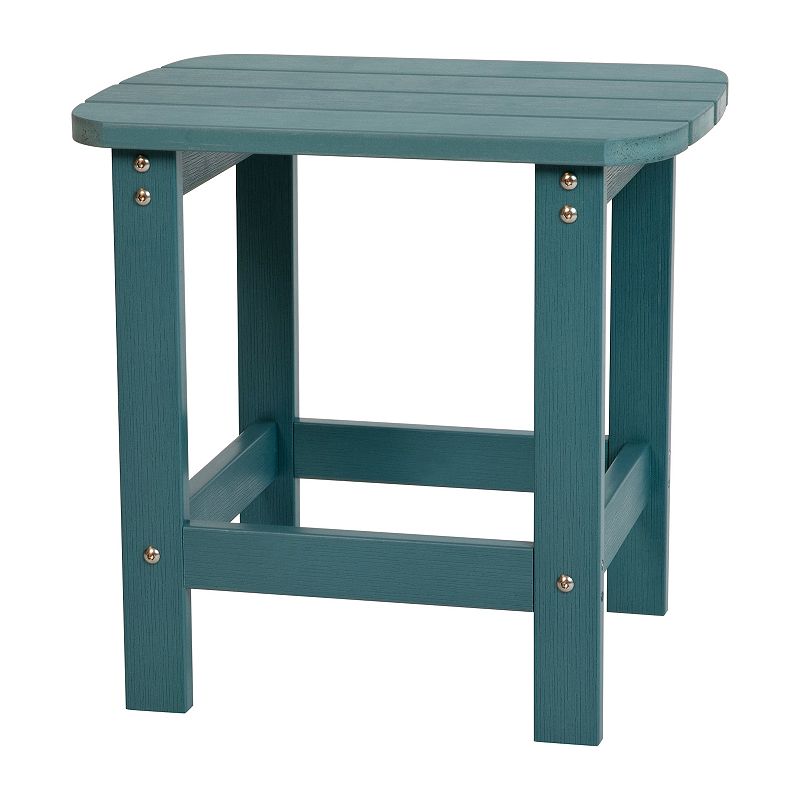 Flash Furniture Charlestown All-Weather Adirondack End Table, Blue