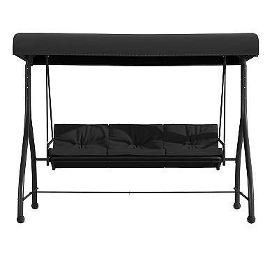 Flash Furniture 3-Seat Outdoor Patio Canopy Swing Bed