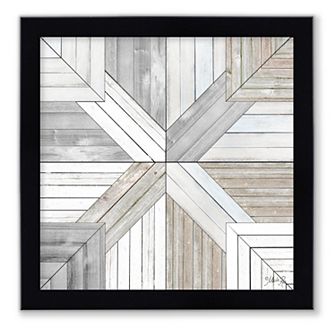 Courtside Market Wood Inlay In White I Framed Wall Decor