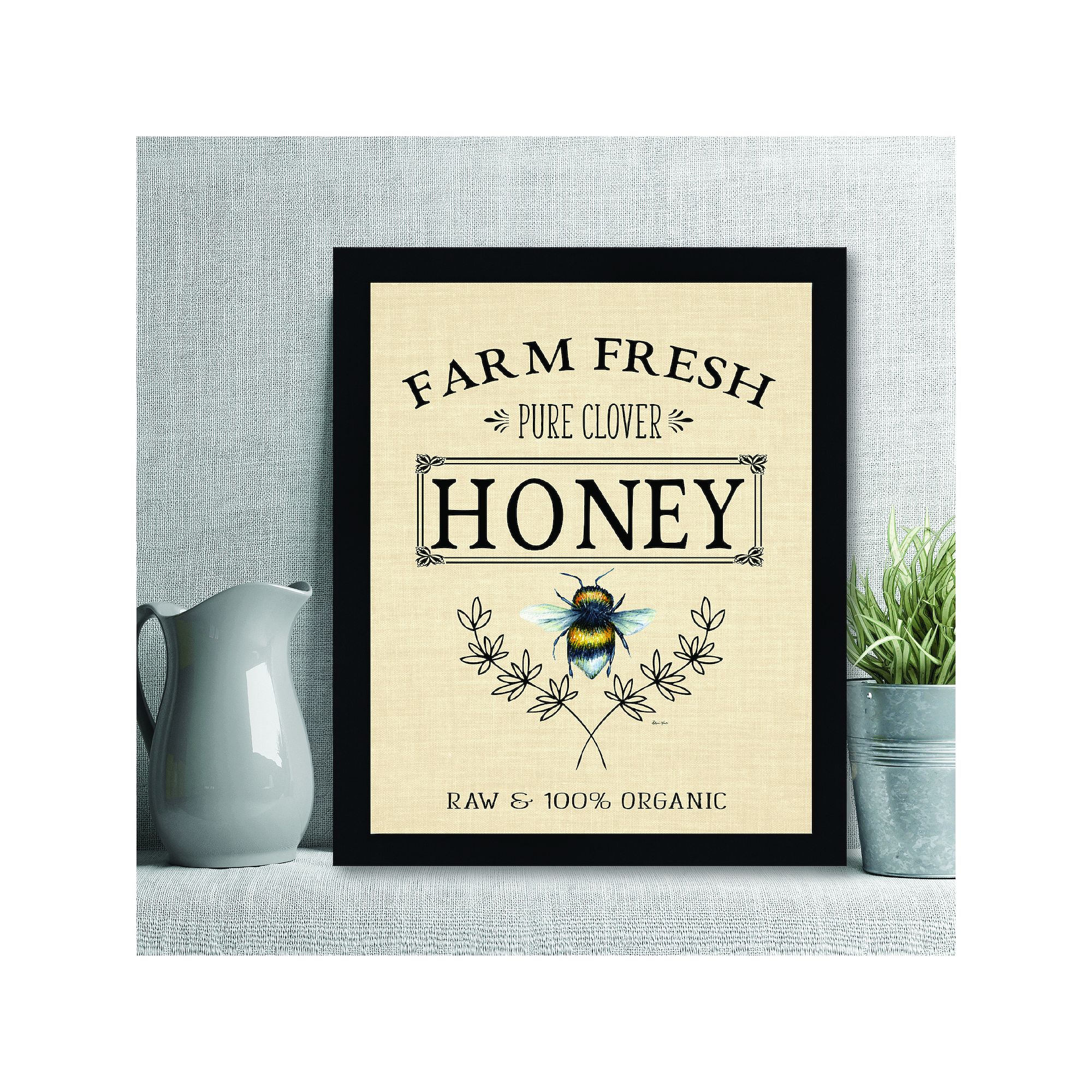 Courtside Market Fresh Clover Honey Framed Wall Decor, Black