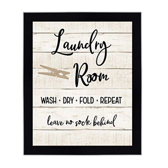 Courtside Market Laundry Room Wash Dry Fold Repeat Framed Wall Decor