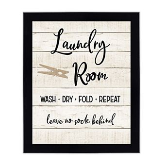 Courtside Market Laundry Room Wash Dry Fold Repeat Framed Wall Decor