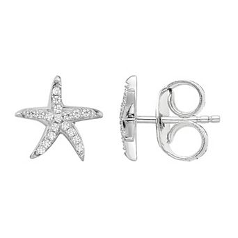 Sophie Miller Brilliant Embers Sterling Silver Cubic Zirconia Starfish Earrings