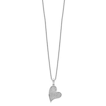 Sophie Miller Brilliant Embers Sterling Silver Cubic Zirconia Heart Necklace