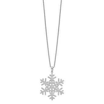 Sophie Miller Brilliant Embers Sterling Silver Cubic Zirconia Snowflake Pendant Necklace