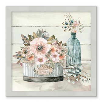 Courtside Market Shiplap Plant & Flowers Framed Wall Decor