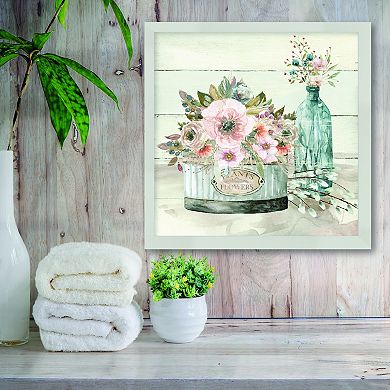 Courtside Market Shiplap Plant & Flowers Framed Wall Decor