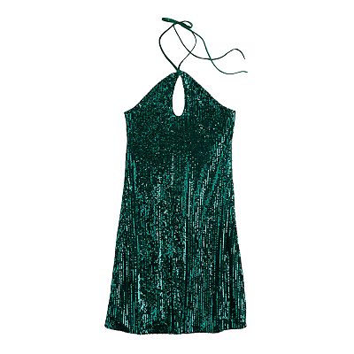 Juniors' SO Sequined Halter Mini Dress