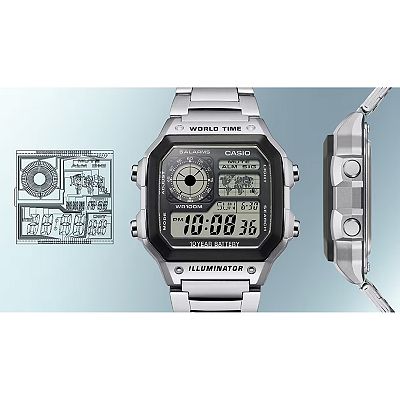 腕時計　CASIO AE-1200WHD-7AVCF　 AE1200WHD7AV | Illuminator All Silver Digital Watch | CASIO