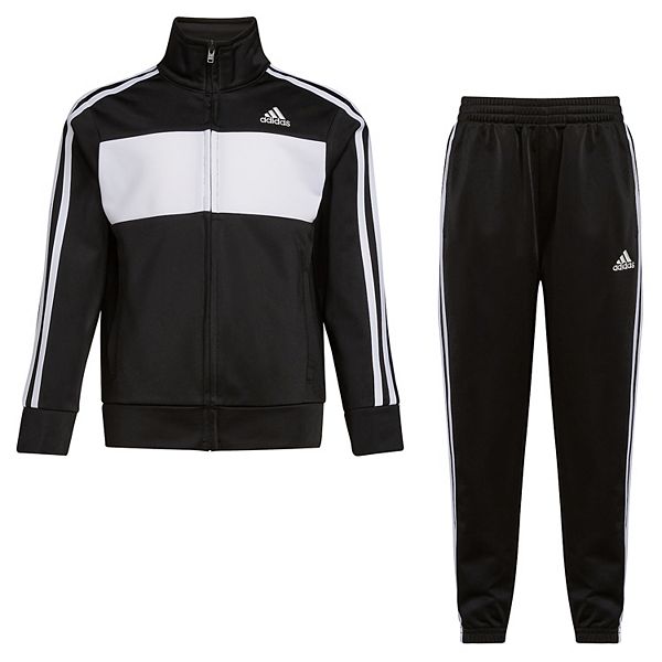 Boys adidas Black & Essential Tricot Track Jacket & Jogger Pants Set