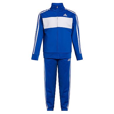 Boys 4-7 adidas Blue & White Essential Tricot Track Jacket & Jogger Pants Set