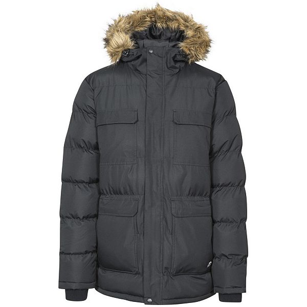trespass mens baldwin insulated waterproof parka black