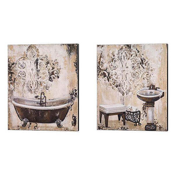Metaverse Art Bronze Finish Bath Canvas Wall Art 2piece Set