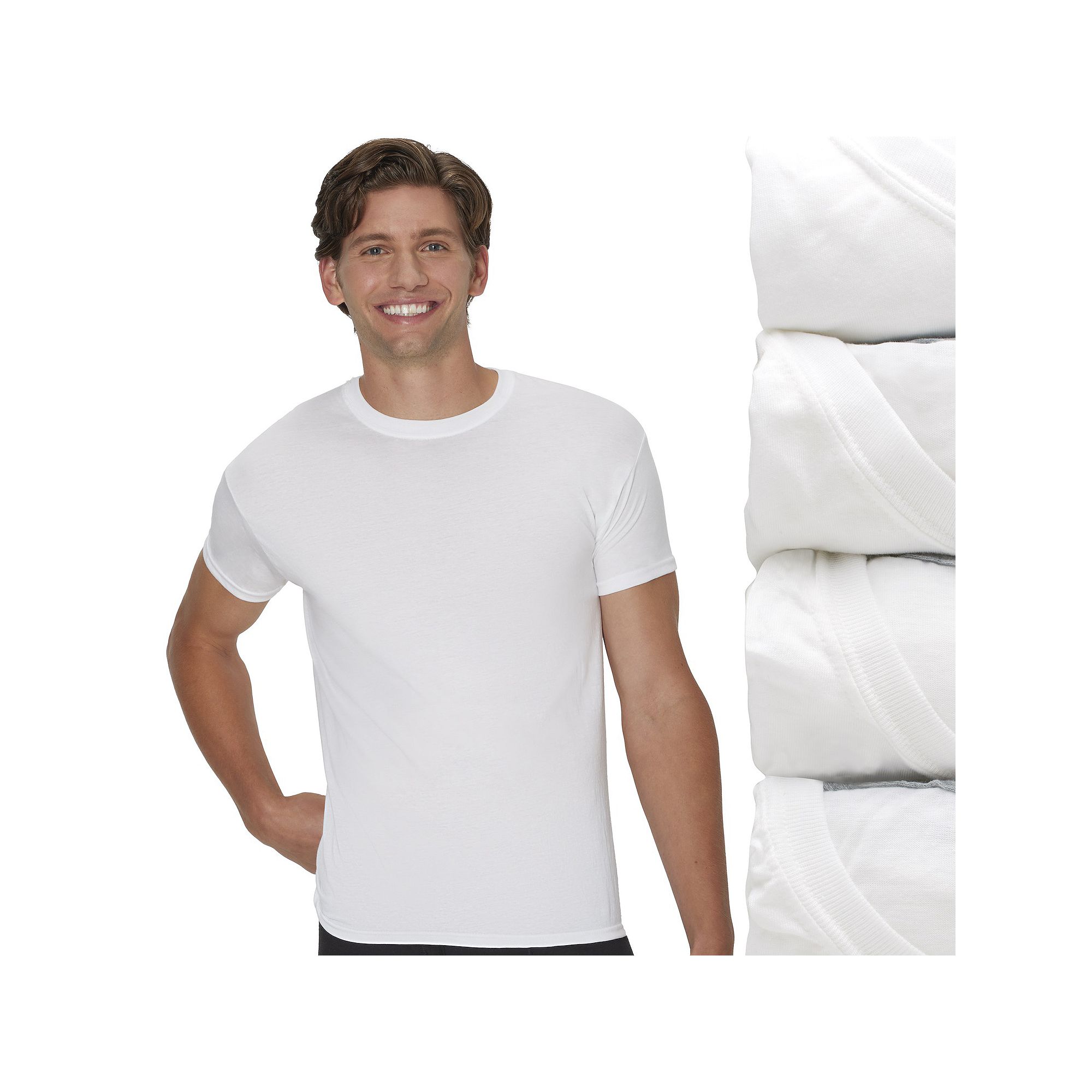 Hanes Ultimate 4-Pack Mens ComfortSoft Cotton Blend Crewneck Undershirt, S