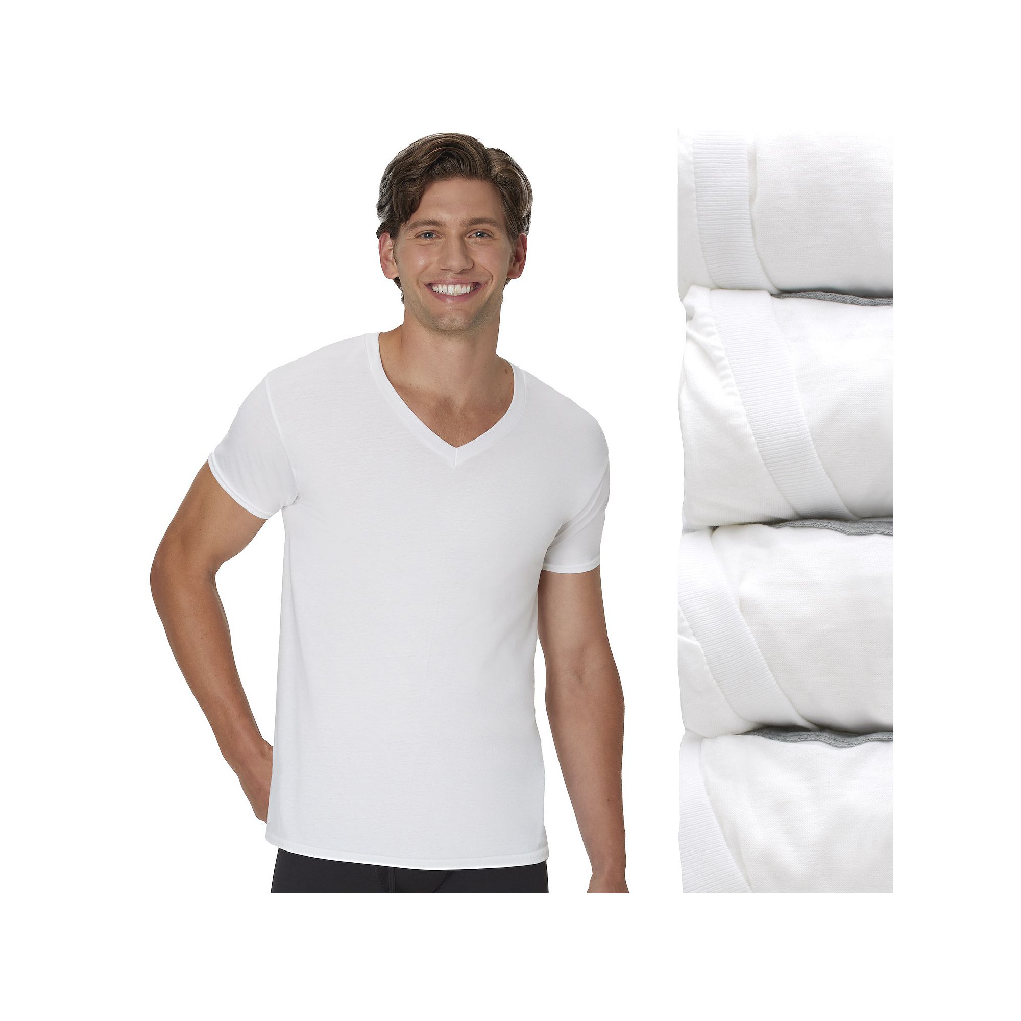 Hanes Ultimate 4-Pack Mens ComfortSoft Cotton Blend V-Neck Undershirt, Siz