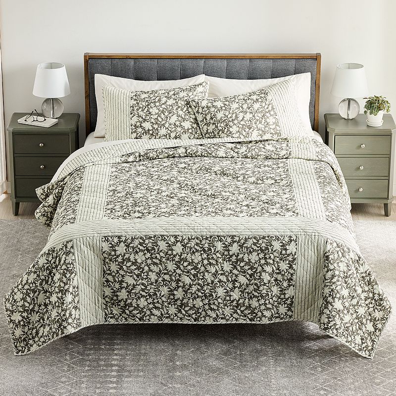 Sonoma Goods For Life New Traditions Holme Botanical Quilt or Sham, Brown, 