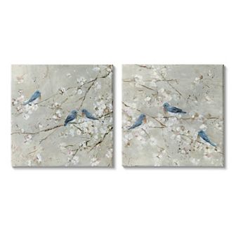 Stupell Home Decor Blue Birds Perched 2 pc Canvas Art Set