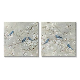Stupell Home Decor Blue Birds Perched 2 pc Canvas Art Set