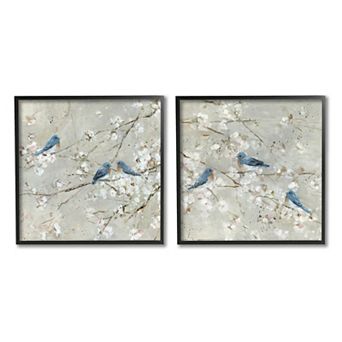 Stupell Home Decor Blue Birds Perched 2 pc Framed Canvas Art Set