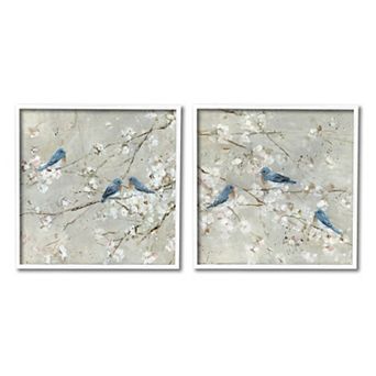 Stupell Home Decor Blue Birds Perched 2 pc Framed Canvas Art Set