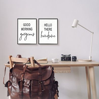 Stupell Home Decor "Good Morning Gorgeous, Hello There Handsome" Phrases 2-piece Canvas Art Set