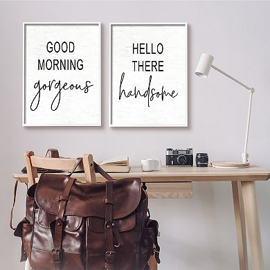 Stupell Home Decor "Good Morning Gorgeous, Hello There Handsome" Phrases 2-piece Canvas Art Set