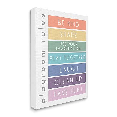 Stupell Home Decor Playroom Rules Rainbow Stripes Canvas Art