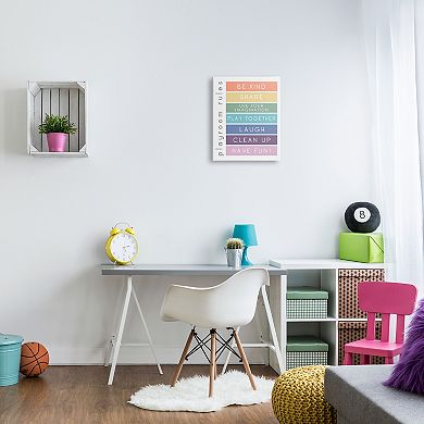 Stupell Home Decor Playroom Rules Rainbow Stripes Canvas Art