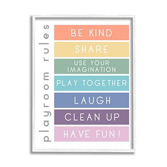 Stupell Home Decor Playroom Rules Rainbow Stripes Framed Wall Art