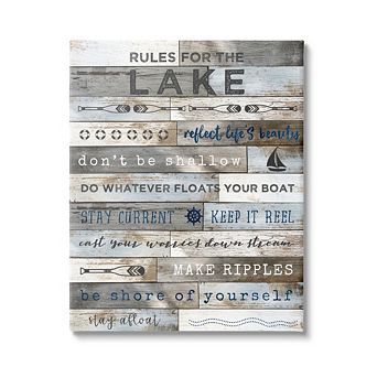 Stupell Home Decor Rules For the Lake Rustic Canvas Art