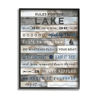 Stupell Home Decor Rules From the Lake Rustic Canvas Art