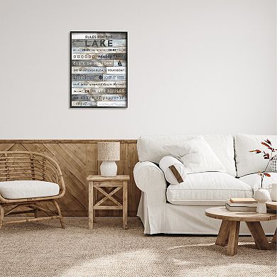 Stupell Home Decor Rules From the Lake Rustic Canvas Art
