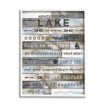 Stupell Home Decor Rules For the Lake Rustic Framed Wall Art