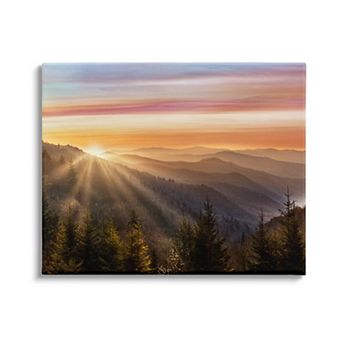 Stupell Home Decor Sunrise Through Mountain Forest Canvas Art