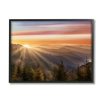 Stupell Home Decor Sunrise Through Mountain Forest Framed Wall Art