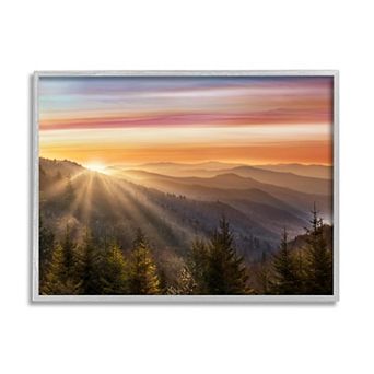 Stupell Home Decor Sunrise Through Mountain Forest Framed Wall Art
