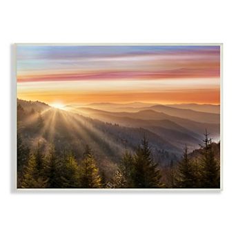 Stupell Home Decor Sunrise Through Mountain Forest Plaque Wall Art