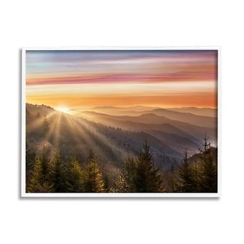 Stupell Home Decor Sunrise Through Mountain Forest Framed Wall Art