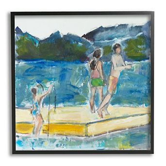Stupell Home Decor Kids on Swimming Dock Framed Wall Art