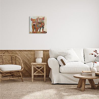 Stupell Home Decor Rustic Farm Pigs Abstract Canvas Art