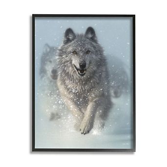 Stupell Home Decor Wolves Running Through Snow Black Framed Wall Art