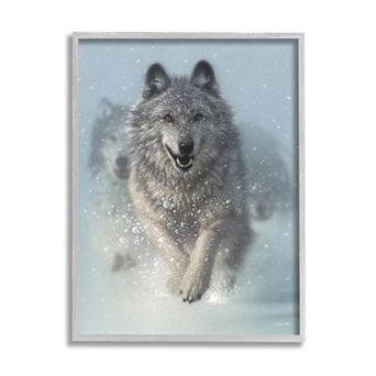 Stupell Home Decor Wolves Running Through Snow Framed Wall Art