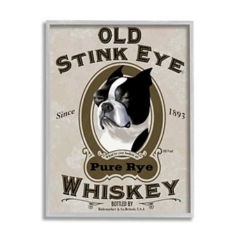 Stupell Home Decor Old Stink Eye Whiskey Vintage Dog Advertisement Framed Wall Art