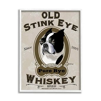 Stupell Home Decor Old Stink Eye Whiskey Vintage Dog Advertisement Framed Wall Art