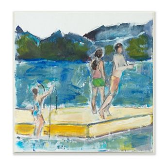 Stupell Home Decor Kids on Swimming Dock Abstract Plaque Wall Art